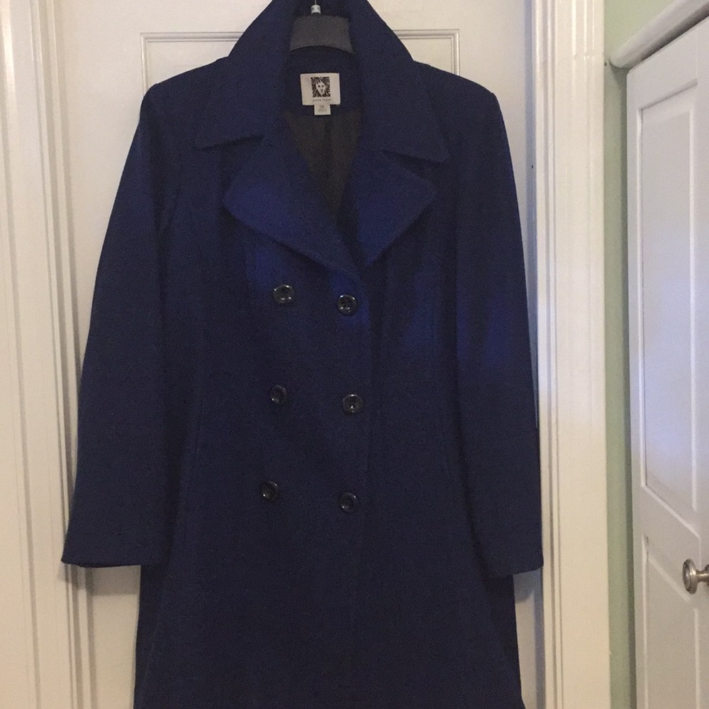 Winter coat beautiful color is evening blue